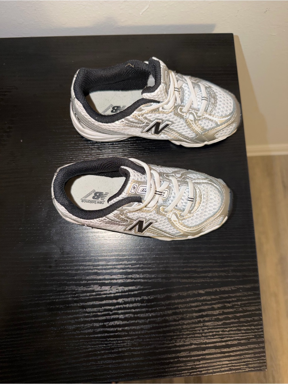 New Balance Kids White & Black Athletic Sneakers